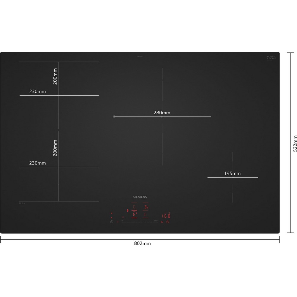 PLACA INDUCCION 80 cm NEGRO MATE SIEMENS EX81AHEC1E 1