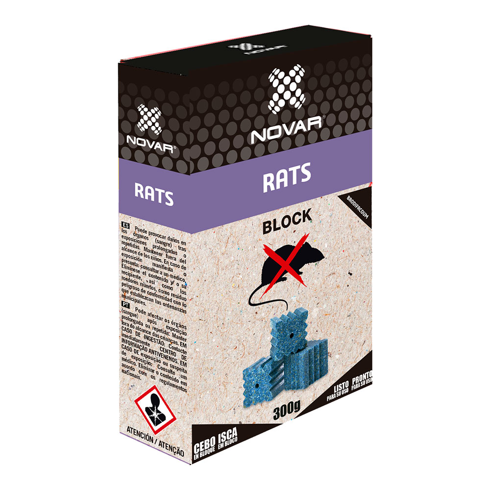 NOVAR BLOCK RAT BRODIFACOUM RATICIDA 300g