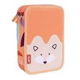 PLUMIER DE 2 PISOS CON CONTENIDO SERIE ESPECIAL FUN ANIMALS NARANJA MILAN