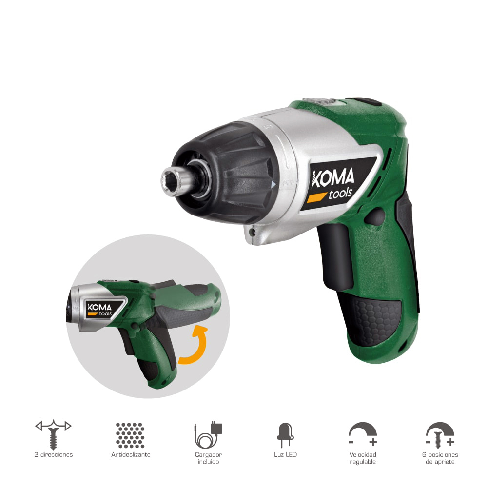 ATORNILLADOR A BATERIA REVERSIBLE 3,6V LITIO 1300mAh 17,5x14,8cm KOMA TOOLS - Ítem