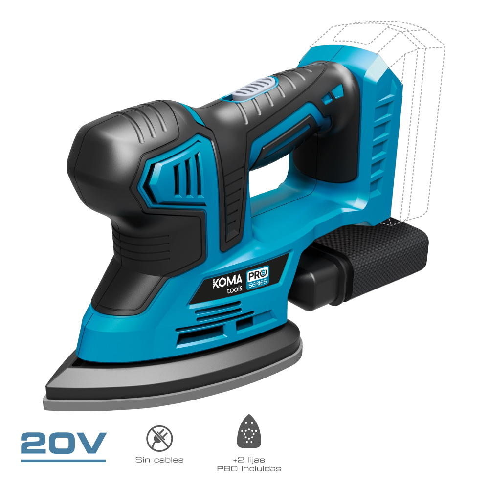 LIJADORA TIPO MOUSE 20V (SIN BATERÍA NI CARGADOR) 20,4x15,5cm KOMA TOOLS - Ítem