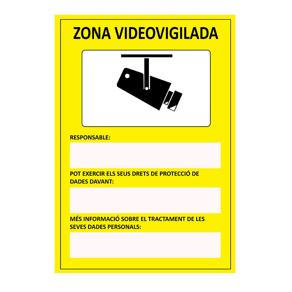 SEÑAL ZONA VIDEOVIGILADA CATALÀ PVC 0.7mm 21X30CM NORMALUZ