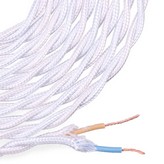 CABLE TEXTIL TRENZADO 2x0,75mm C-01 ALUMINIO BLANCO SEDA 5m