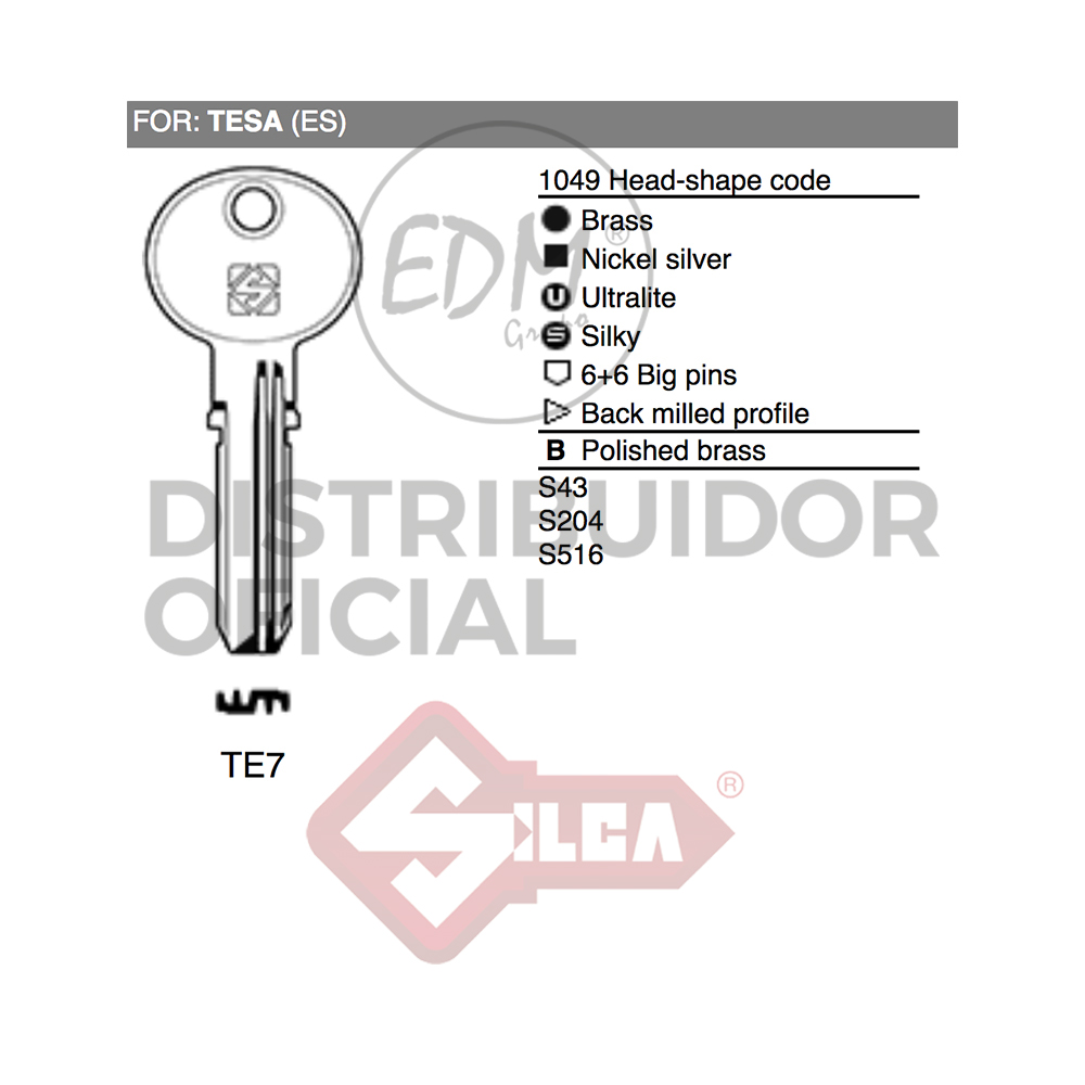 LLAVE LATON TE7 TESA - Ítem