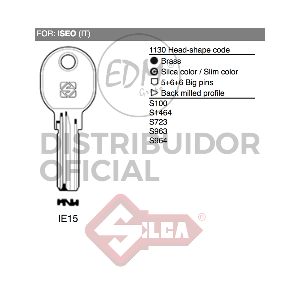 LLAVE LATON IE15 ISEO