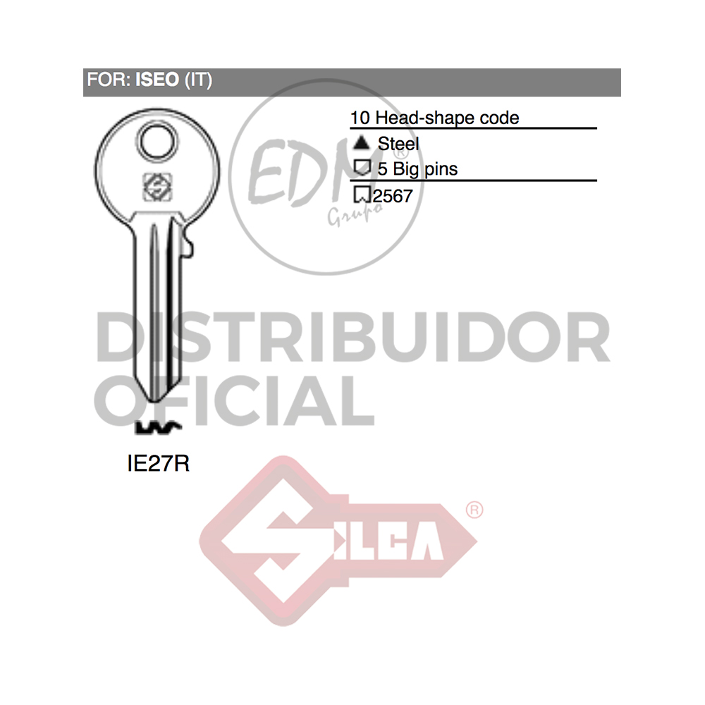 LLAVE ACERO IE27R ISEO