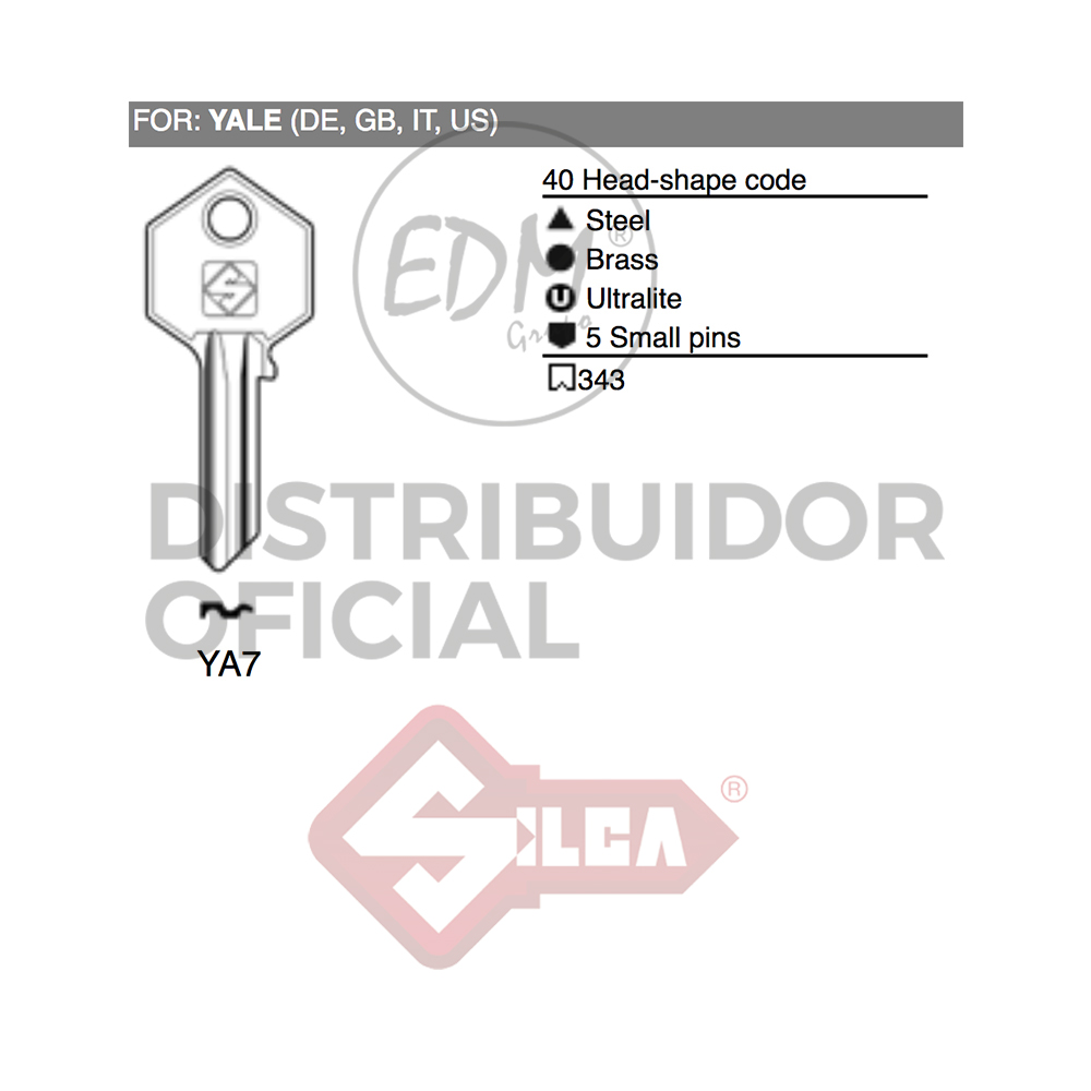 LLAVE ACERO YA7 YALE