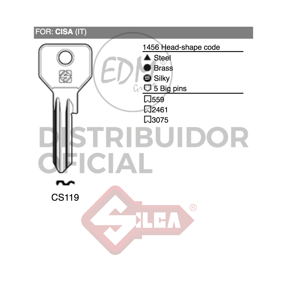 LLAVE ACERO CS119 CISA - Ítem
