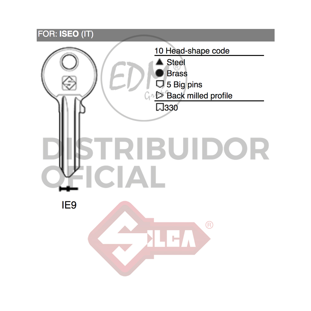 LLAVE ACERO IE9 ISEO