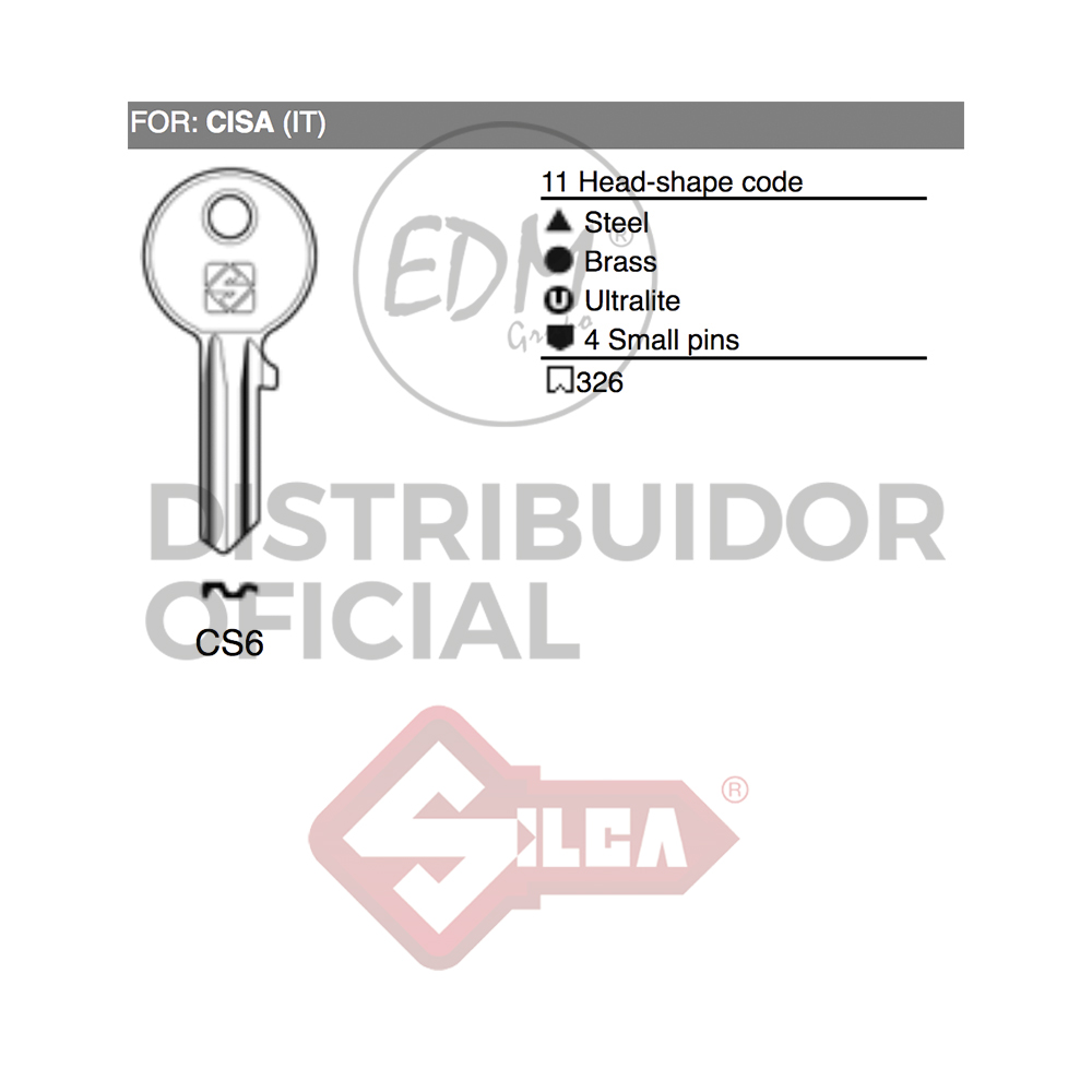 LLAVE ACERO CS6 CISA - Ítem