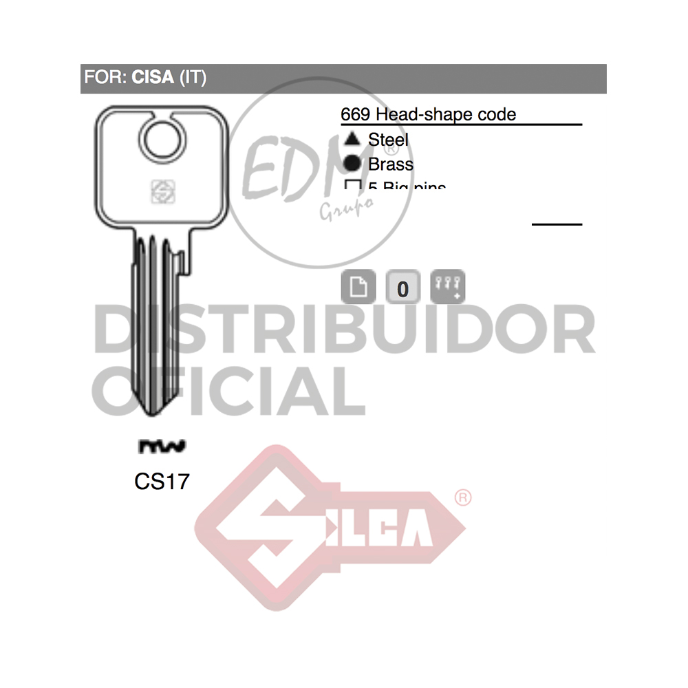 LLAVE ACERO CS17 CISA