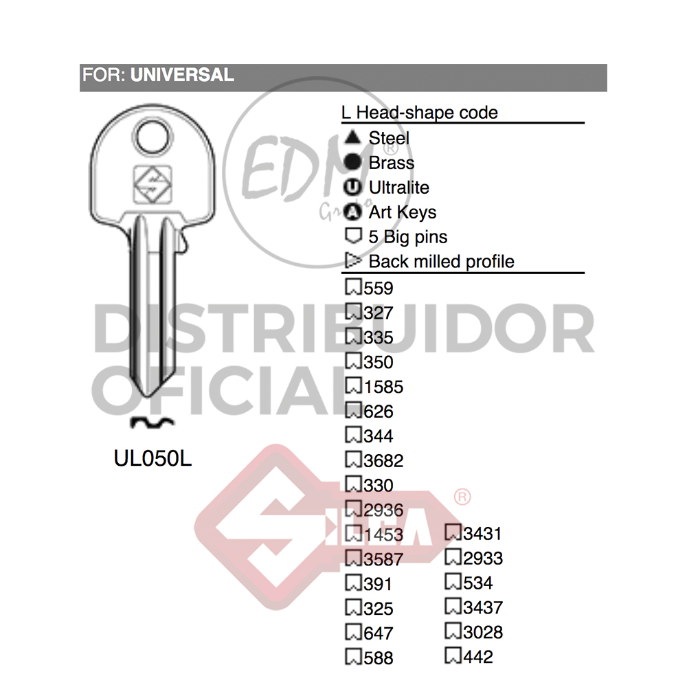 LLAVE ACERO UL050L UNIVERSAL