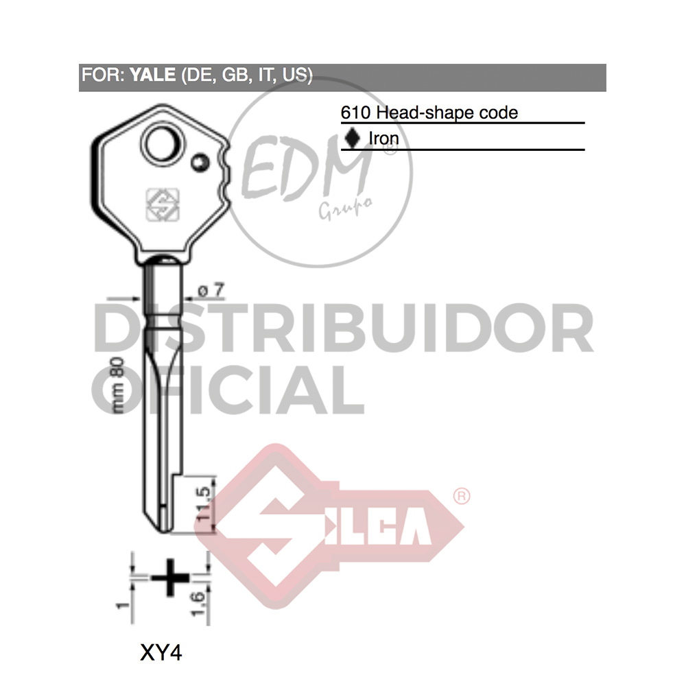 LLAVE CRUZ XY4 YALE