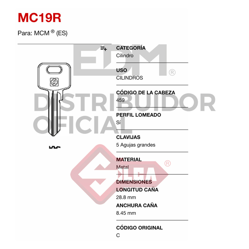 LLAVE SILCA LATON MC19R - Ítem