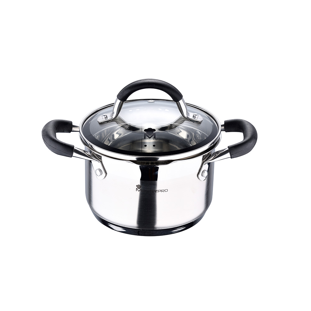 OLLA Ø16x10cm 1,8L DE ACERO INOXIDABLE CON TAPA FOODIES BGMP-1504-BK MASTERPRO - Ítem
