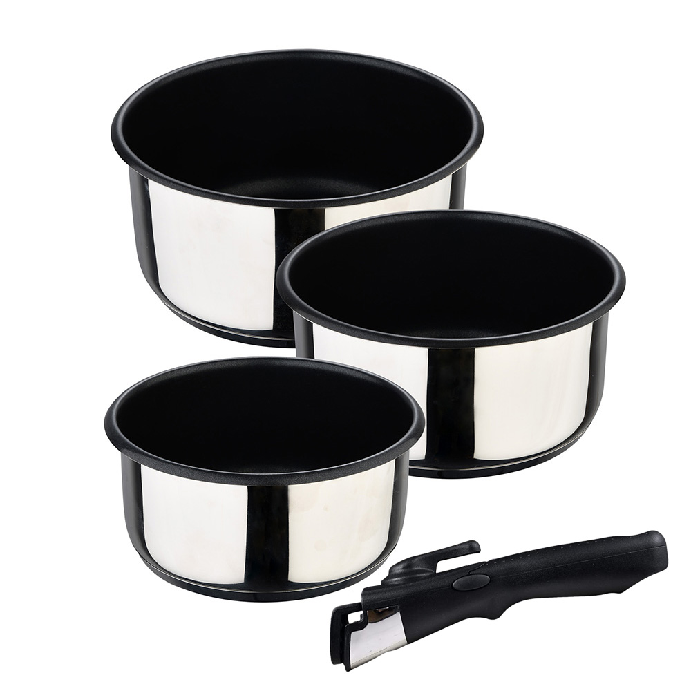 SET 3 CAZOS (Ø16x8cm/Ø18x9cm/Ø20x10cm) ACERO INOXIDABLE CLICK & COOK BERGNER - Ítem