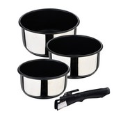 SET 3 CAZOS (Ø16x8cm/Ø18x9cm/Ø20x10cm) ACERO INOXIDABLE CLICK & COOK BERGNER