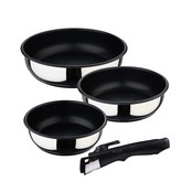 SET 3 SARTENES (Ø18x6cm/20x6cm/Ø24x6,5cm) ACERO INOXIDABLE CLICK & COOK BERGNER