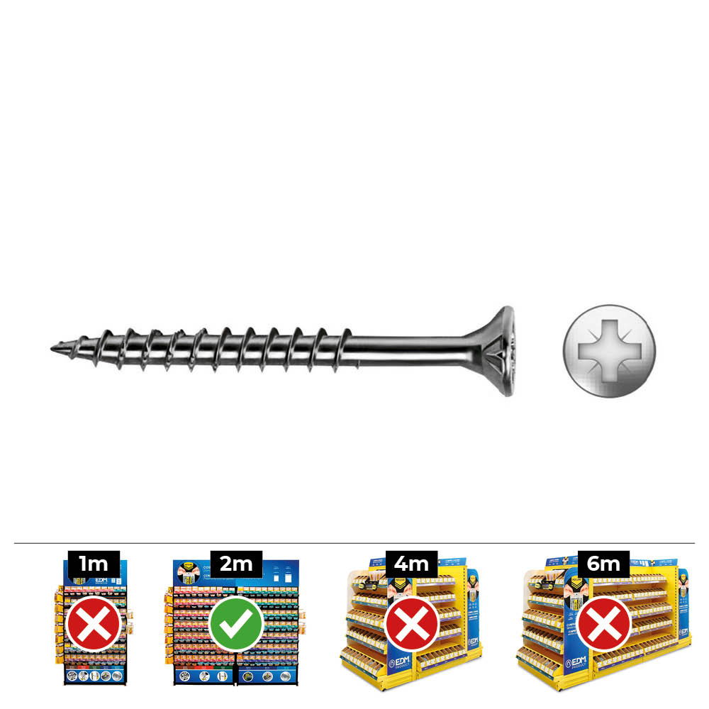 CAJA 60 unid. TORNILLO MADERA AVELLANADO PZ R/PARC REF VLOXP Ø5x90mm ZINCADO CELO - Ítem