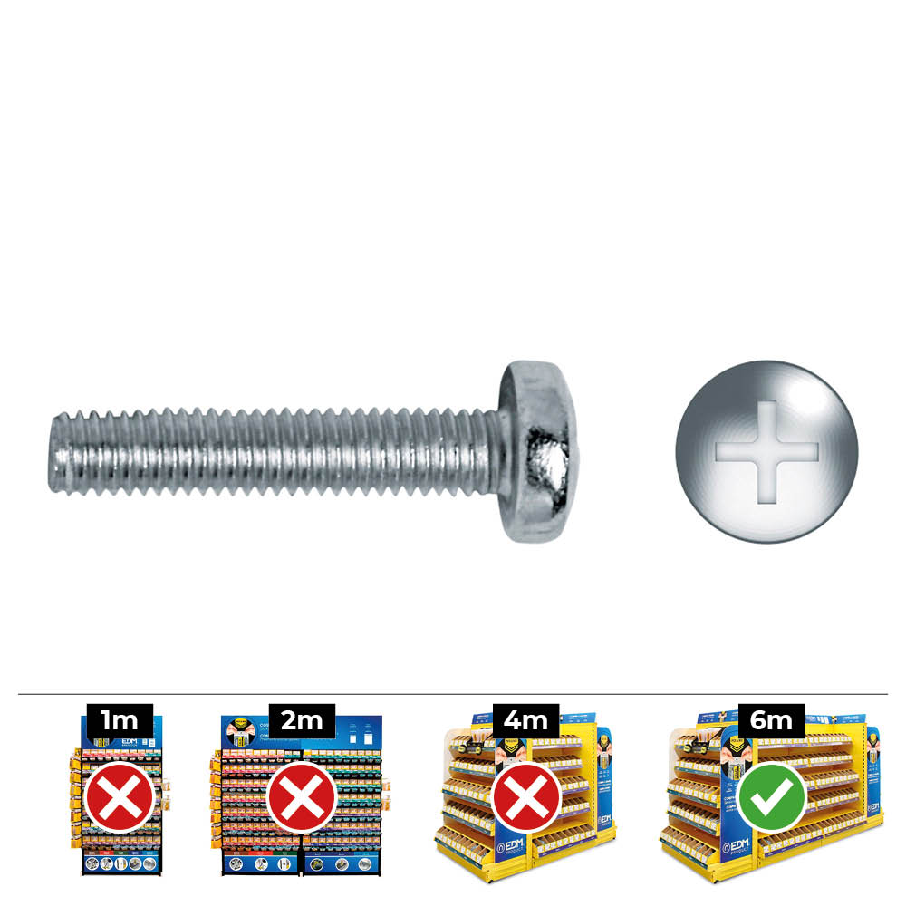 CAJA 250 unid. TORNILLO METRICA ALOMADO PHILIPS DIN/REF 7985 Ø6x10mm ZINCADO CELO - Ítem