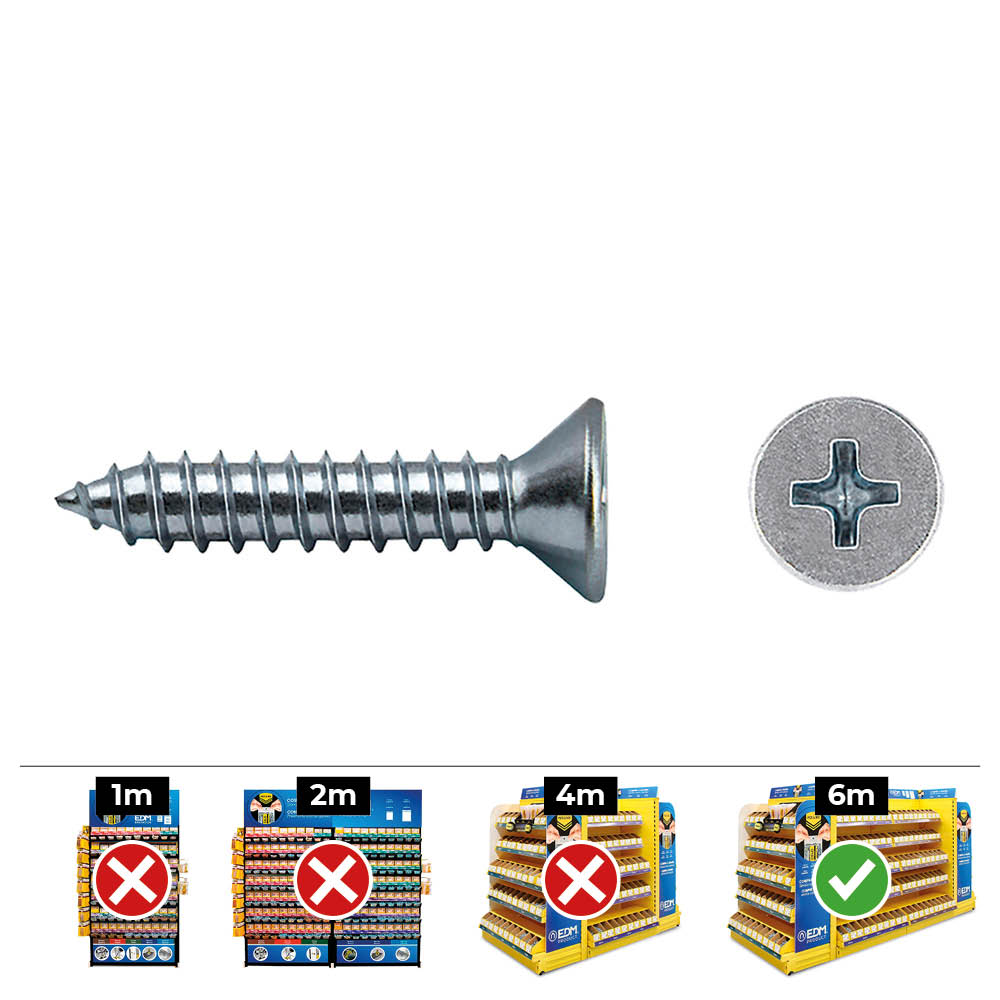 CAJA 500 unid. TORNILLO CHAPA AVELLANADO PHILIPS DIN/REF 7982 4,8x38mm ZINCADO CELO - Ítem