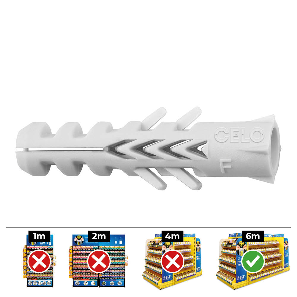 CAJA 25 unid. TACO NYLON DOBLE ANTIGIRO DIN/REF F Ø12mm CELO