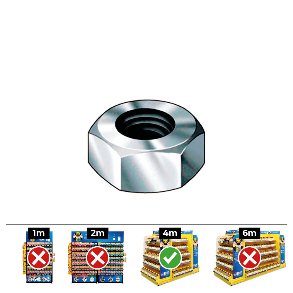 CAJA 1000 unid. TUERCA HEXAGONAL DIN/REF 934 Ø4mm ZINCADO CELO