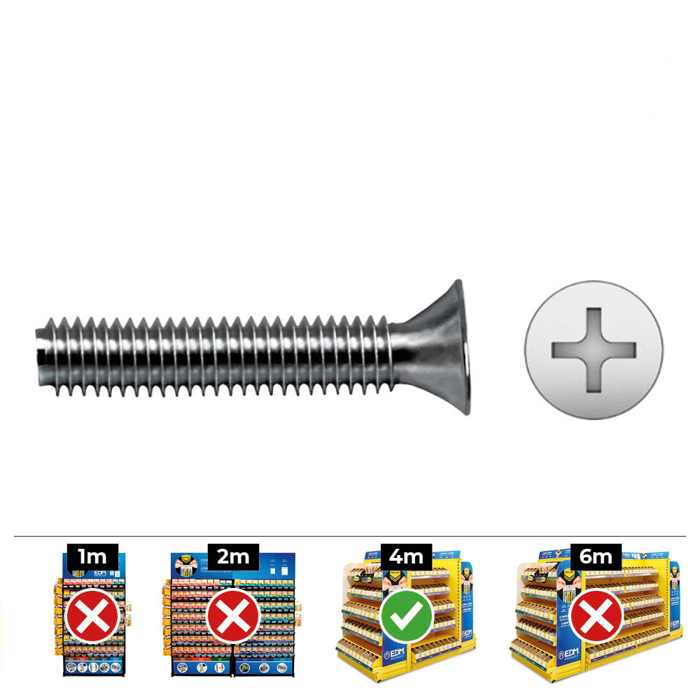 CAJA 500 unid. TORNILLO METRICO AVELLANADO PHILLIPS DIN/REF965 Ø4x20mm ZINCADO CELO - Ítem