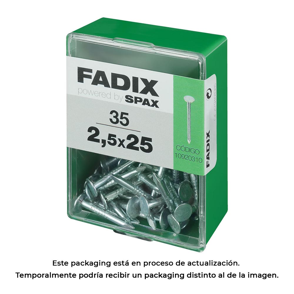 CAJA M 35 unid. CLAVO CP ANCHA ACERO 2,5x25mm FADIX