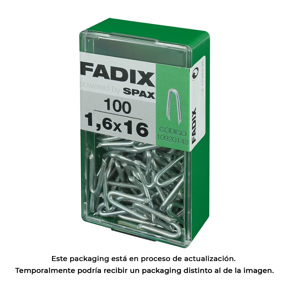 CAJA S 100 unid. GRAMPILLONES CINC 1,6x16mm FADIX