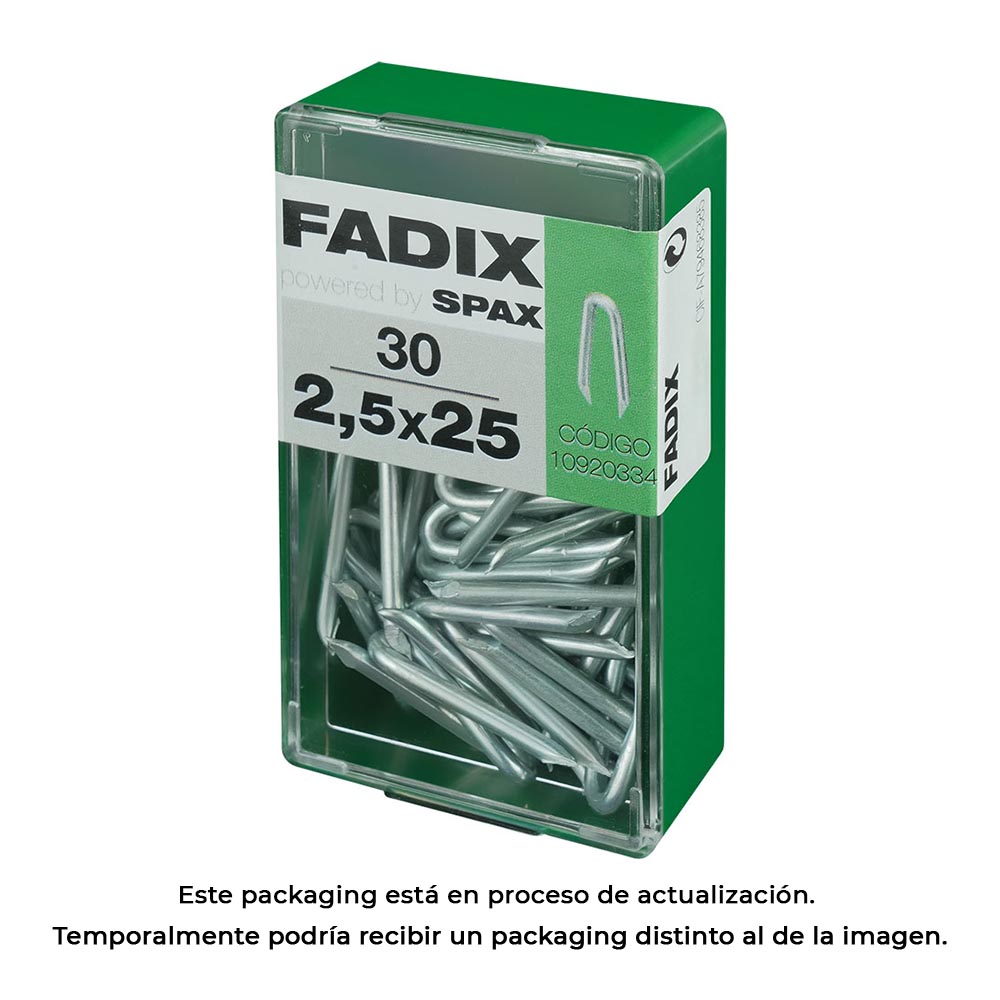 CAJA S 30 unid. GRAMPILLONES CINC 2,5x25mm FADIX