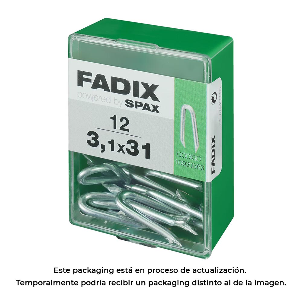 CAJA M 12 unid. GRAMPILLONES CINC 3,1x31mm FADIX