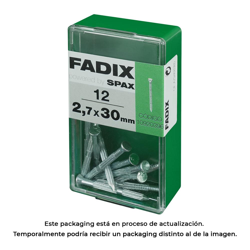 CAJA S 12 unid. CLAVO CP ESTRIADO ACERO 2,7x30mm FADIX - Ítem