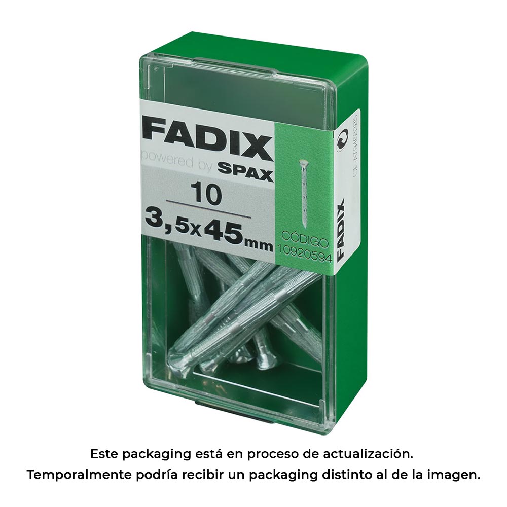 CAJA S 10 unid. CLAVO CP ESTRIADO ACERO 3,5x45mm FADIX