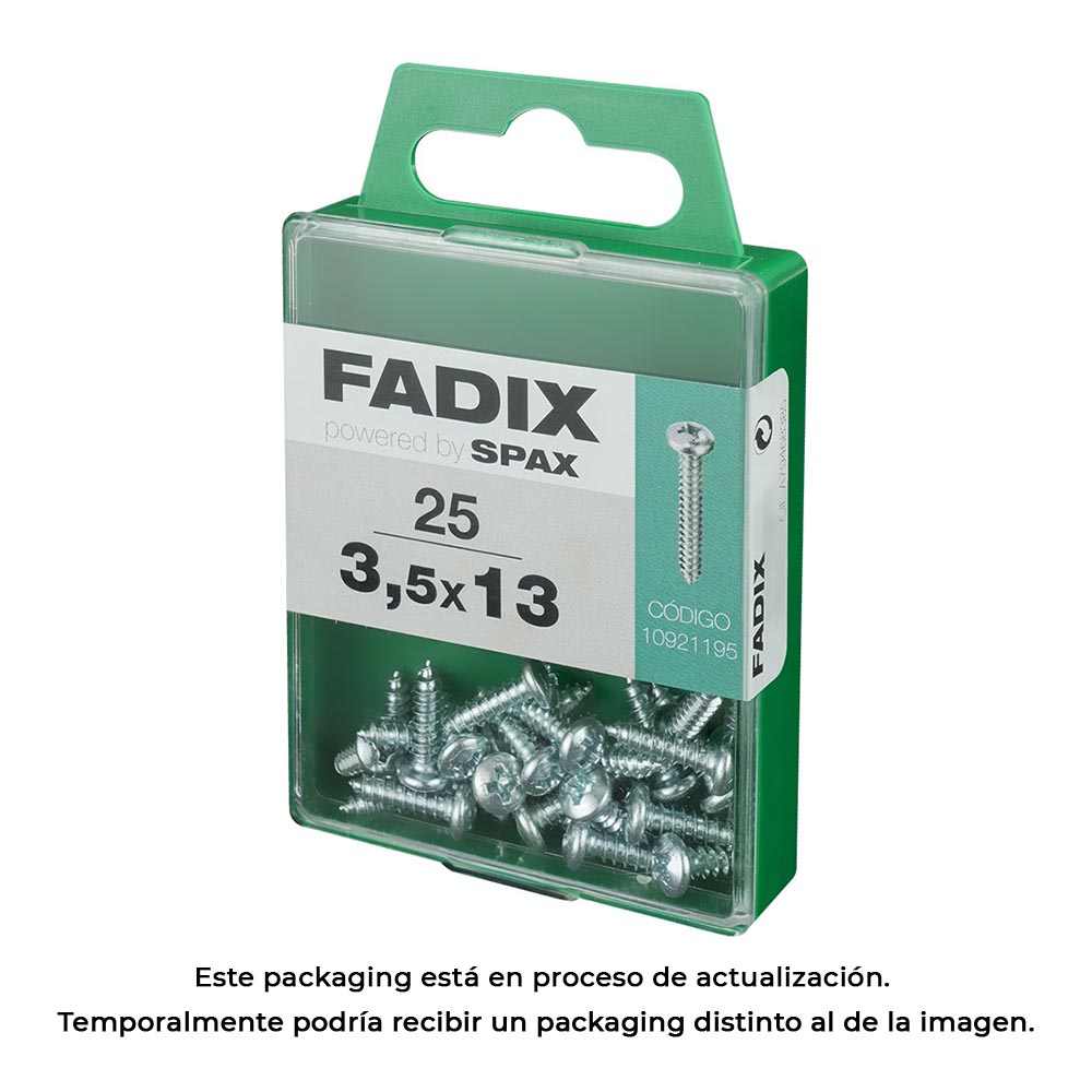 CAJA M 25 unid. TORNILLO ROSCA CHAPA CR CINC 3,5x13mm FADIX