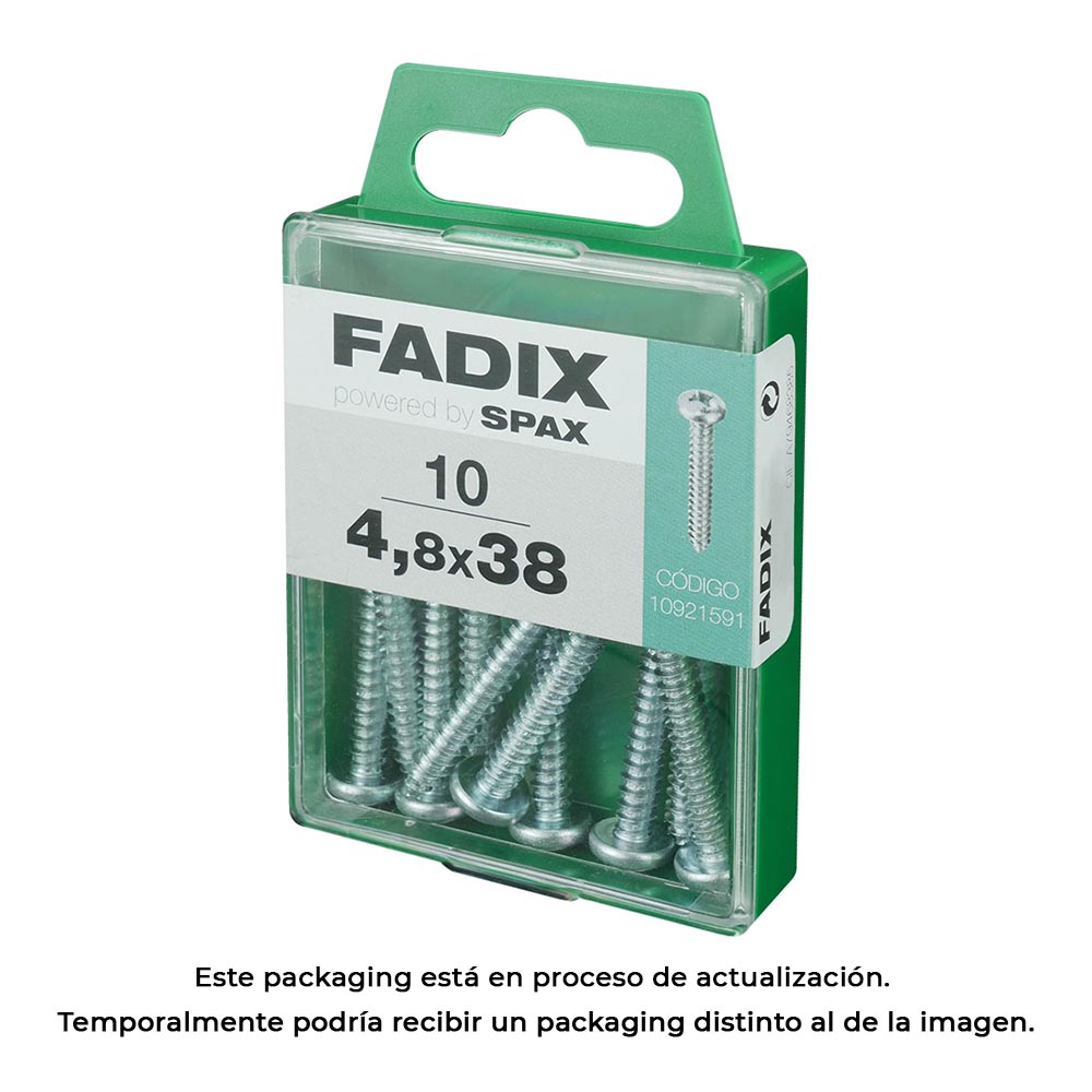 CAJA M 10 unid. TORNILLO ROSCA CHAPA CR CINC 4,8x38mm FADIX