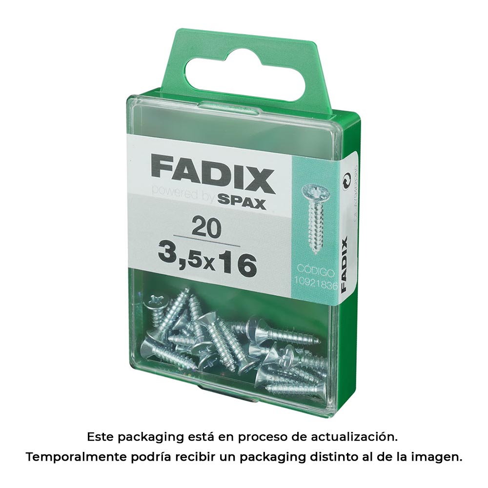 CAJA M 20 unid. TORNILLO ROSCA CHAPA CP CINC 3,5x16mm FADIX