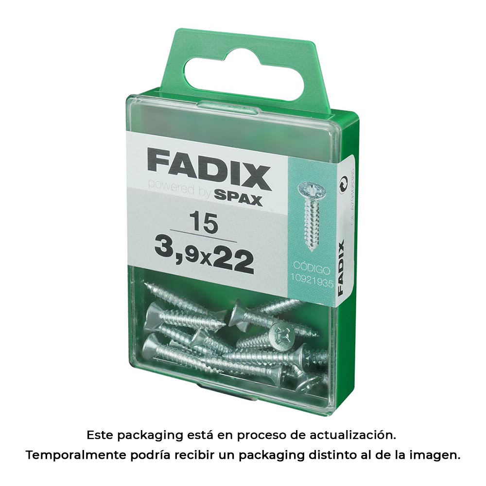 CAJA M 15 unid. TORNILLO ROSCA CHAPA CP CINC 3,9x22mm FADIX