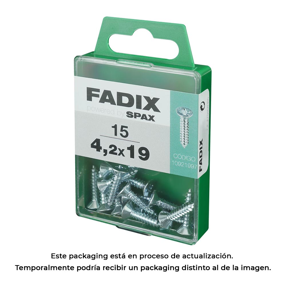 CAJA M 15 unid. TORNILLO ROSCA CHAPA CP CINC 4,2x19mm FADIX