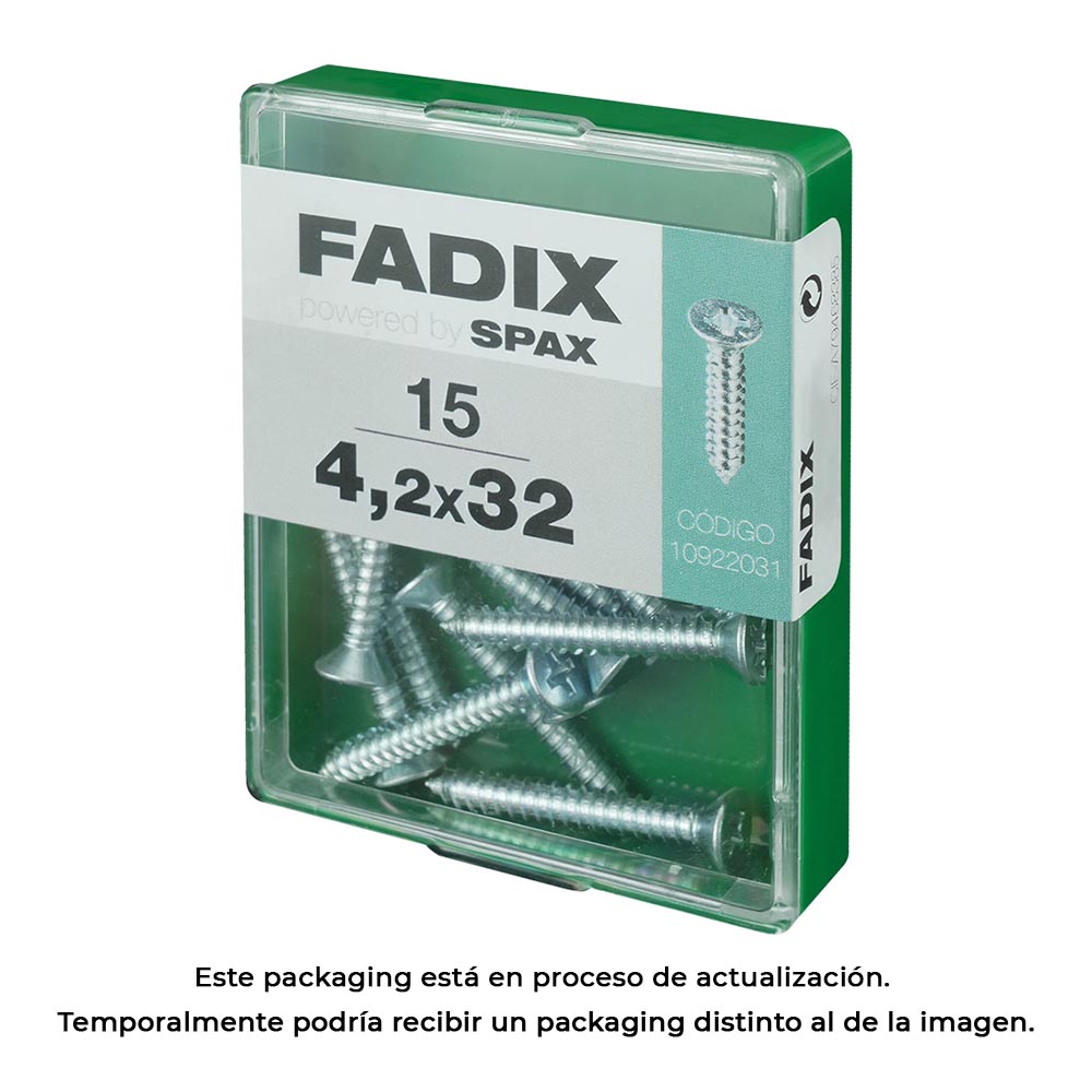 CAJA M 15 unid. TORNILLO ROSCA CHAPA CP CINC 4,2x32mm FADIX