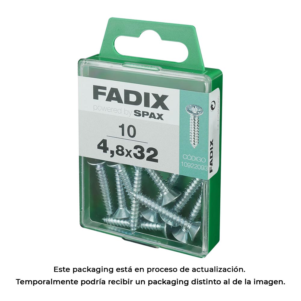 CAJA M 10 unid. TORNILLO ROSCA CHAPA CP CINC 4,8x32mm FADIX