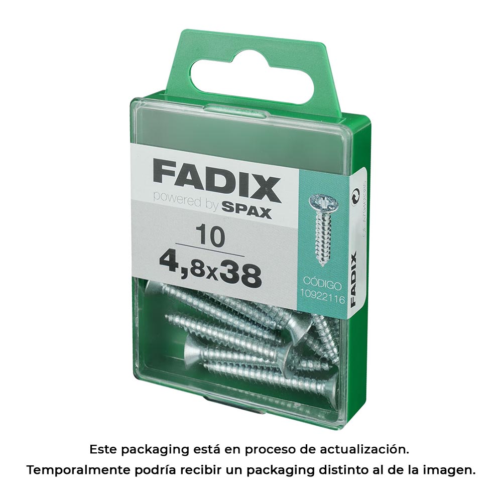 CAJA M 10 unid. TORNILLO ROSCA CHAPA CP CINC 4,8x38mm FADIX