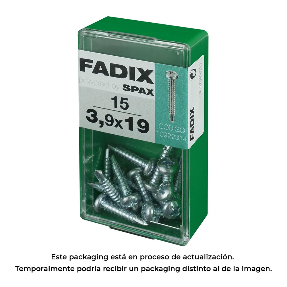 CAJA S 15 unid. TORNILLO ROSCA CHAPA CR AUTOT. 3,9x19mm FADIX