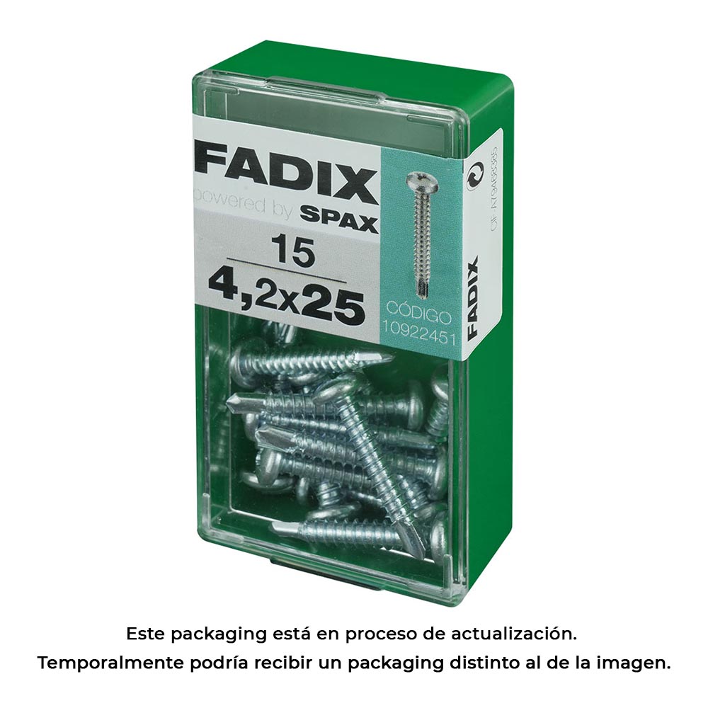 CAJA S 15 unid. TORNILLO ROSCA CHAPA CR AUTOT. 4,2x25mm FADIX