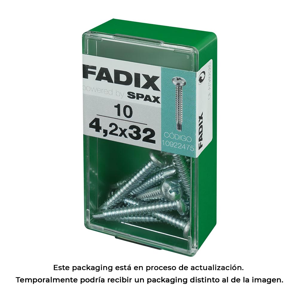 CAJA S 10 unid. TORNILLO ROSCA CHAPA CR AUTOT. 4,2x32mm FADIX