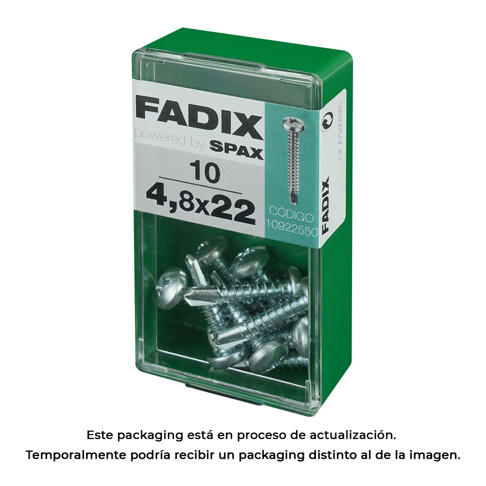 CAJA S 10 unid. TORNILLO ROSCA CHAPA CR AUTOT. 4,8x22mm FADIX