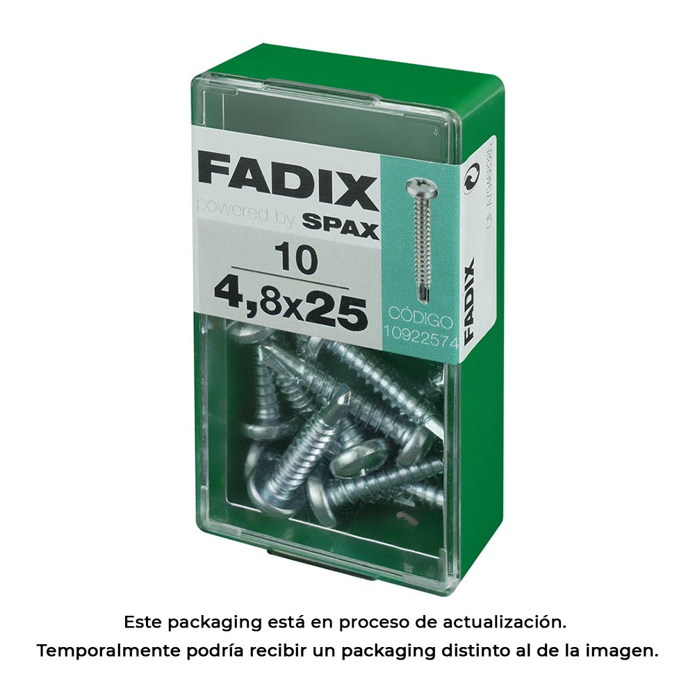 CAJA S 10 unid. TORNILLO ROSCA CHAPA CR AUTOT. 4,8x25mm FADIX