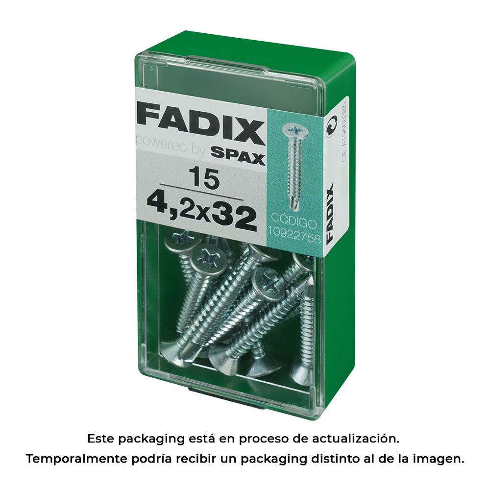 CAJA S 15 unid. TORNILLO ROSCA CHAPA CP AUTOT. CINC 4,2x32mm FADIX