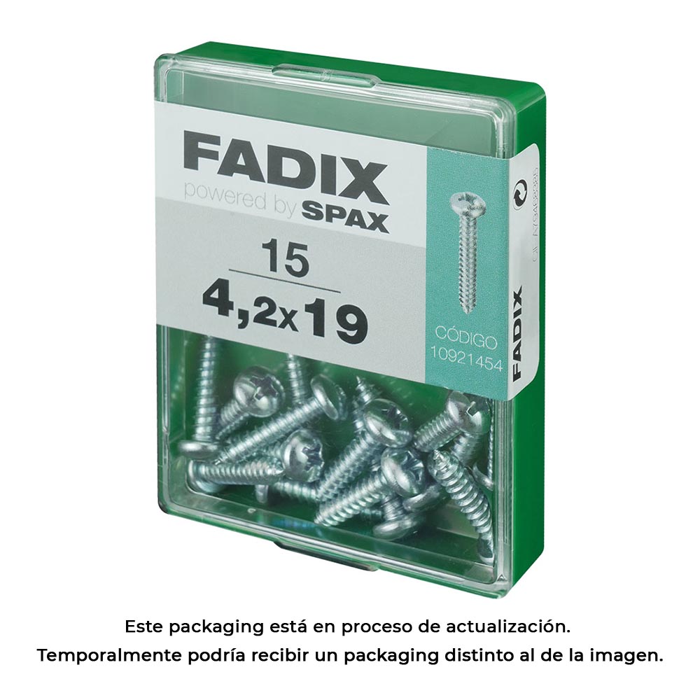 CAJA M 15 unid. TORNILLO ROSCA CHAPA CR CINC 4,2x19mm FADIX