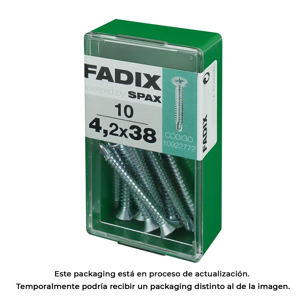 CAJA S 10 unid. TORNILLO ROSCA CHAPA CP AUTOT. CINC 4,2x38mm FADIX